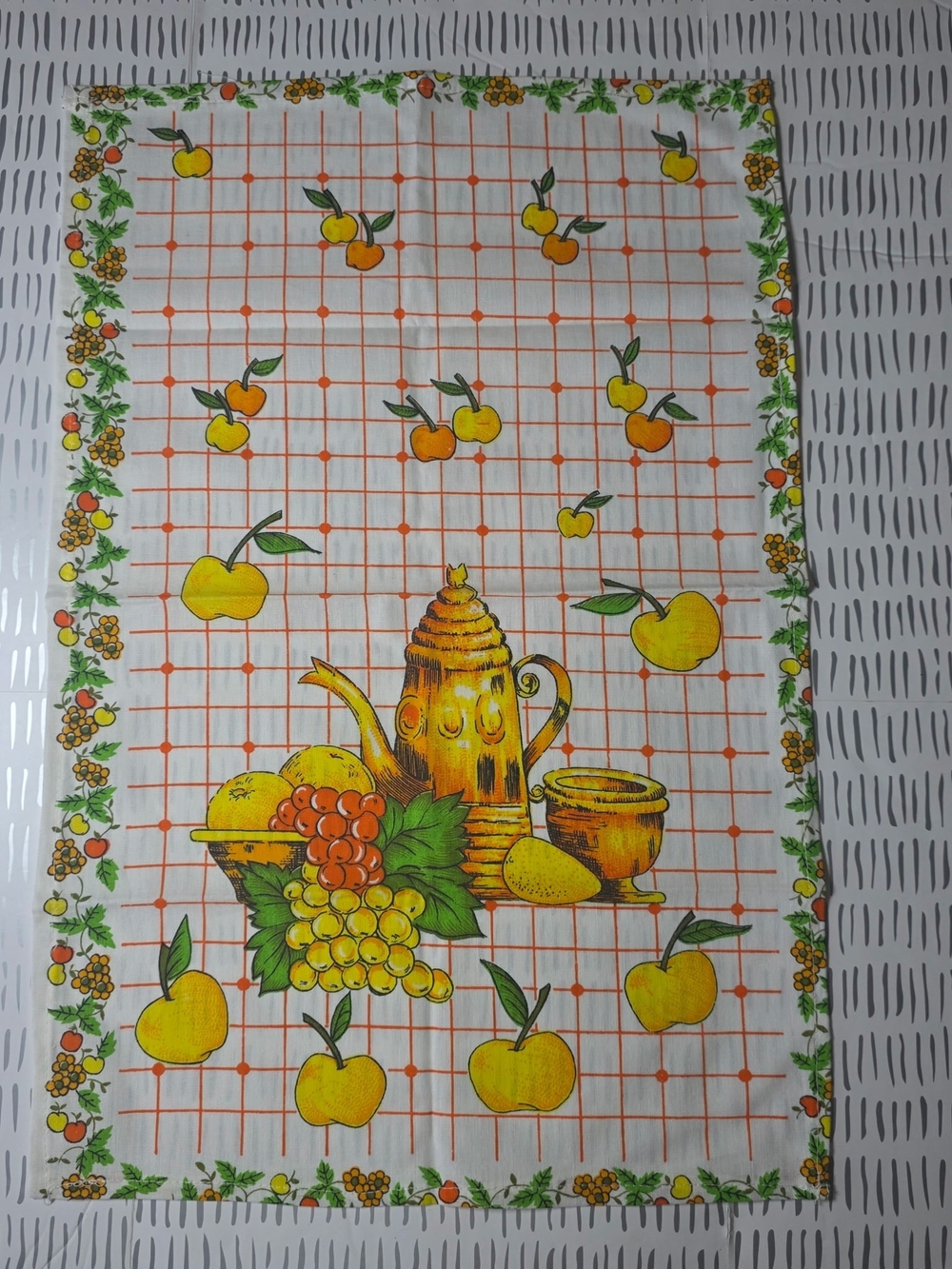 Yellow Fruit & Teapot Kitchen Towel